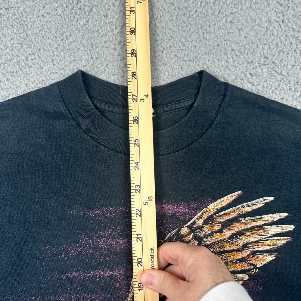 VTG Bald Eagle 80s Single Stitch Crewneck T-Shirt Mens Medium Black Made In USA - Picture 6 of 10